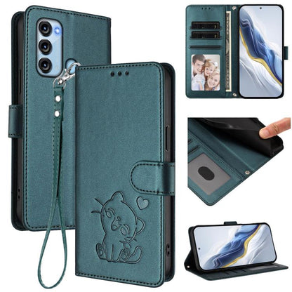 Embossed Heart Cat Leather Phone Case with Hand Strap, For Itel A70, For Itel A60 / A60s, For Itel S23+, For Itel S23 / S665L, For Itel P40, For Itel P38 / S17 / Vision 3, For Itel S17 / S661W / Vision 3, For Itel A48