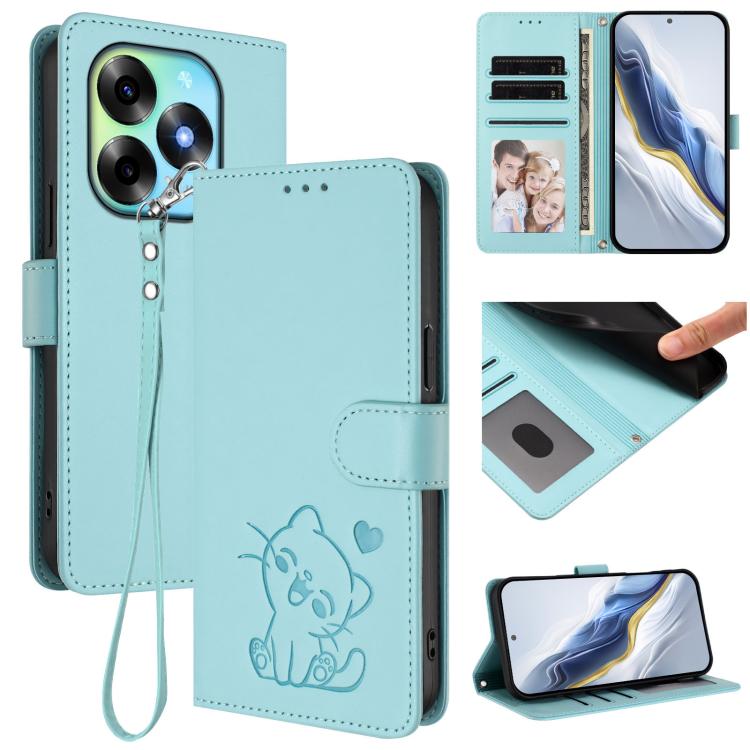 Embossed Heart Cat Leather Phone Case with Hand Strap, For Itel A70, For Itel A60 / A60s, For Itel S23+, For Itel S23 / S665L, For Itel P40, For Itel P38 / S17 / Vision 3, For Itel S17 / S661W / Vision 3, For Itel A48
