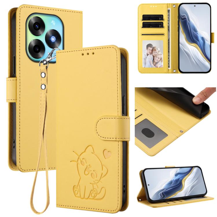 Embossed Heart Cat Leather Phone Case with Hand Strap, For Itel A70, For Itel A60 / A60s, For Itel S23+, For Itel S23 / S665L, For Itel P40, For Itel P38 / S17 / Vision 3, For Itel S17 / S661W / Vision 3, For Itel A48