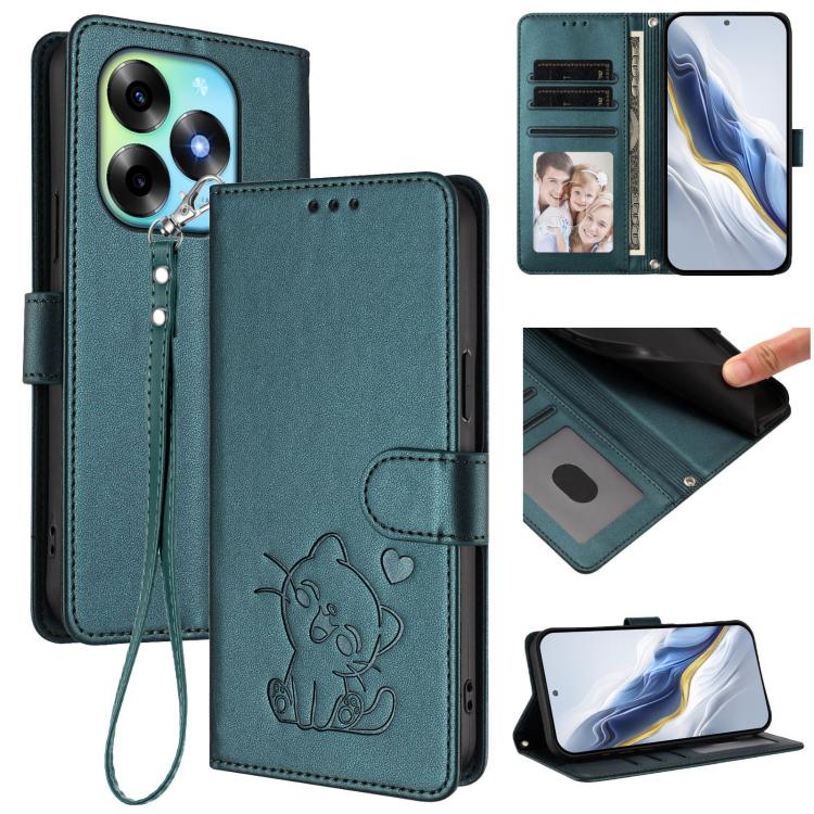 Embossed Heart Cat Leather Phone Case with Hand Strap, For Itel A70, For Itel A60 / A60s, For Itel S23+, For Itel S23 / S665L, For Itel P40, For Itel P38 / S17 / Vision 3, For Itel S17 / S661W / Vision 3, For Itel A48