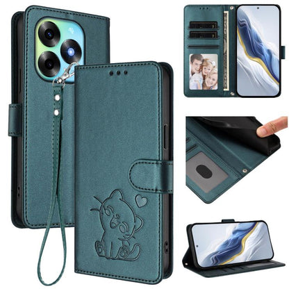 Embossed Heart Cat Leather Phone Case with Hand Strap, For Itel A70, For Itel A60 / A60s, For Itel S23+, For Itel S23 / S665L, For Itel P40, For Itel P38 / S17 / Vision 3, For Itel S17 / S661W / Vision 3, For Itel A48