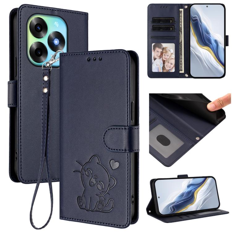 Embossed Heart Cat Leather Phone Case with Hand Strap, For Itel A70, For Itel A60 / A60s, For Itel S23+, For Itel S23 / S665L, For Itel P40, For Itel P38 / S17 / Vision 3, For Itel S17 / S661W / Vision 3, For Itel A48