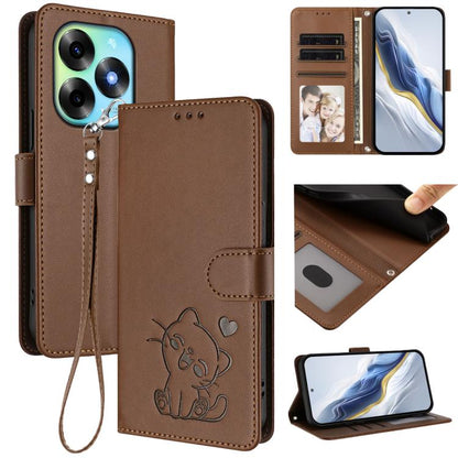 Embossed Heart Cat Leather Phone Case with Hand Strap, For Itel A70, For Itel A60 / A60s, For Itel S23+, For Itel S23 / S665L, For Itel P40, For Itel P38 / S17 / Vision 3, For Itel S17 / S661W / Vision 3, For Itel A48