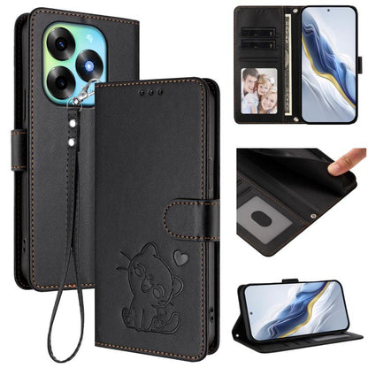 Embossed Heart Cat Leather Phone Case with Hand Strap, For Itel A70, For Itel A60 / A60s, For Itel S23+, For Itel S23 / S665L, For Itel P40, For Itel P38 / S17 / Vision 3, For Itel S17 / S661W / Vision 3, For Itel A48