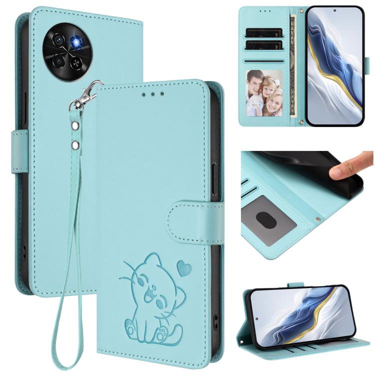 Embossed Heart Cat Leather Phone Case with Hand Strap, For Itel A70, For Itel A60 / A60s, For Itel S23+, For Itel S23 / S665L, For Itel P40, For Itel P38 / S17 / Vision 3, For Itel S17 / S661W / Vision 3, For Itel A48