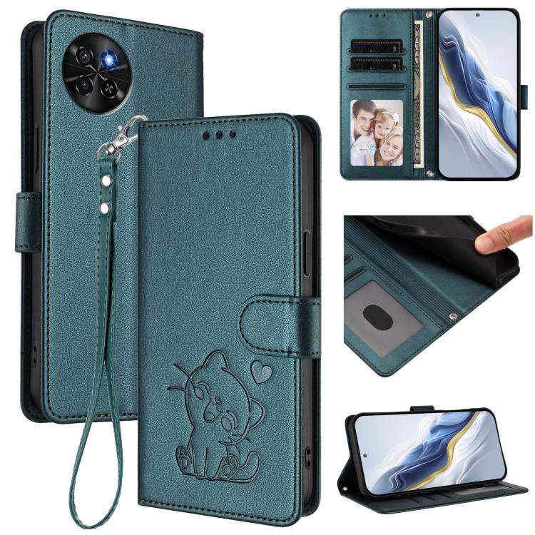 Embossed Heart Cat Leather Phone Case with Hand Strap, For Itel A70, For Itel A60 / A60s, For Itel S23+, For Itel S23 / S665L, For Itel P40, For Itel P38 / S17 / Vision 3, For Itel S17 / S661W / Vision 3, For Itel A48