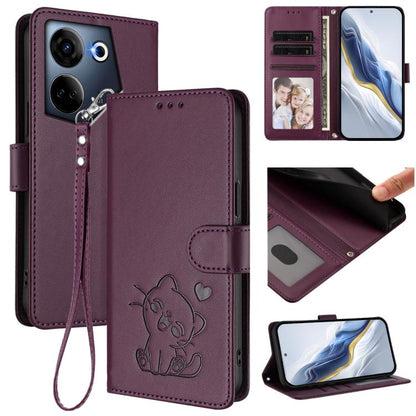 Embossed Heart Cat Leather Phone Case with Hand Strap, For Tecno Camon 20 Pro 5G, For Tecno Camon 20 4G / 20 Pro 4G, For Tecno Spark 10 5G, For Tecno Spark 10C / 10 4G, For Tecno Spark 10 Pro 4G / K17 4G, For Tecno Camon 19 / 19 Pro 5G                 ...