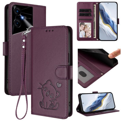 Embossed Heart Cat Leather Phone Case with Hand Strap, For Tecno Camon 30 Pro, For Tecno Camon 30 Premier 5G, For Tecno Camon 30 4G / 5G, For Tecno Pova 6 Pro 5G, For Tecno Spark 20 Pro+ 4G, For Tecno Pova 5 Pro, For Tecno Pova Neo 3, For Tecno Pova 5 ...