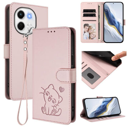 Embossed Heart Cat Leather Phone Case with Hand Strap, For Tecno Spark 30 5G / Pova 6 Neo 5G, For Tecno Spark 30 Pro 4G, For Tecno Spark 30 4G, For Tecno Spark Go 5G 2025 / Hot 60i 5G, For Tecno Spark 30C 4G, For Tecno Spark 20 Pro 5G                  ...