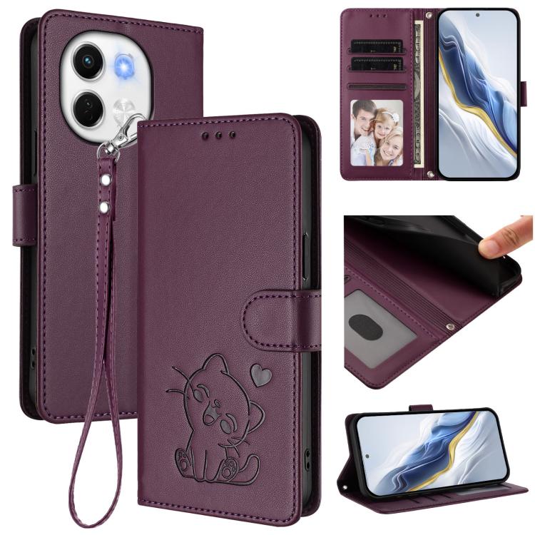 Embossed Heart Cat Leather Phone Case with Hand Strap, For Tecno Spark 30 5G / Pova 6 Neo 5G, For Tecno Spark 30 Pro 4G, For Tecno Spark 30 4G, For Tecno Spark Go 5G 2025 / Hot 60i 5G, For Tecno Spark 30C 4G, For Tecno Spark 20 Pro 5G                  ...
