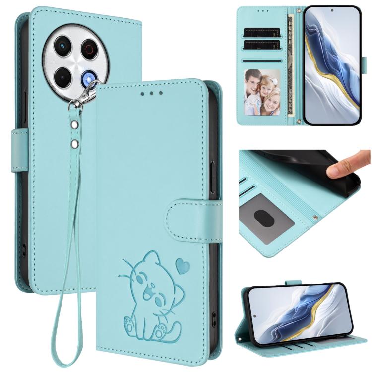Embossed Heart Cat Leather Phone Case with Hand Strap, For Tecno Spark 30 5G / Pova 6 Neo 5G, For Tecno Spark 30 Pro 4G, For Tecno Spark 30 4G, For Tecno Spark Go 5G 2025 / Hot 60i 5G, For Tecno Spark 30C 4G, For Tecno Spark 20 Pro 5G                  ...