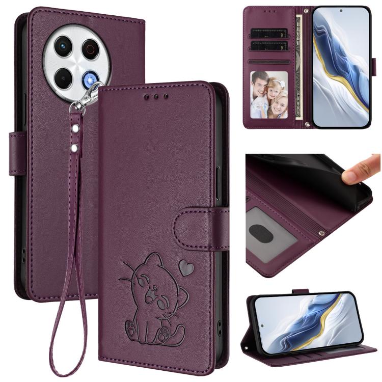Embossed Heart Cat Leather Phone Case with Hand Strap, For Tecno Spark 30 5G / Pova 6 Neo 5G, For Tecno Spark 30 Pro 4G, For Tecno Spark 30 4G, For Tecno Spark Go 5G 2025 / Hot 60i 5G, For Tecno Spark 30C 4G, For Tecno Spark 20 Pro 5G                  ...