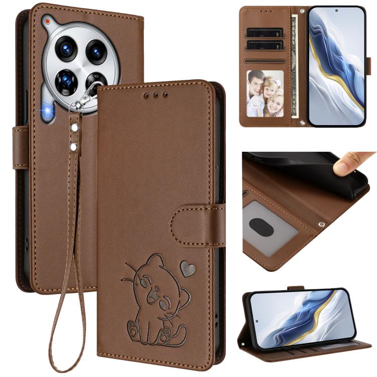 Embossed Heart Cat Leather Phone Case with Hand Strap, For Tecno Camon 30 Pro, For Tecno Camon 30 Premier 5G, For Tecno Camon 30 4G / 5G, For Tecno Pova 6 Pro 5G, For Tecno Spark 20 Pro+ 4G, For Tecno Pova 5 Pro, For Tecno Pova Neo 3, For Tecno Pova 5 ...