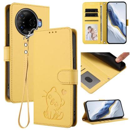 Embossed Heart Cat Leather Phone Case with Hand Strap, For Tecno Camon 30 Pro, For Tecno Camon 30 Premier 5G, For Tecno Camon 30 4G / 5G, For Tecno Pova 6 Pro 5G, For Tecno Spark 20 Pro+ 4G, For Tecno Pova 5 Pro, For Tecno Pova Neo 3, For Tecno Pova 5 ...