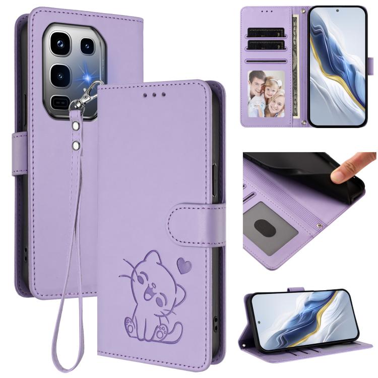 Embossed Heart Cat Leather Phone Case with Hand Strap, For Infinix GT 30 Pro, For Infinix Note 50s 5G, For Infinix Note 50X 5G, For Infinix Note 50 Pro+ 5G, For Infinix Note 50 Pro 4G / 50 4G, For Infinix Hot 50i 4G / Smart 9 4G                        ...
