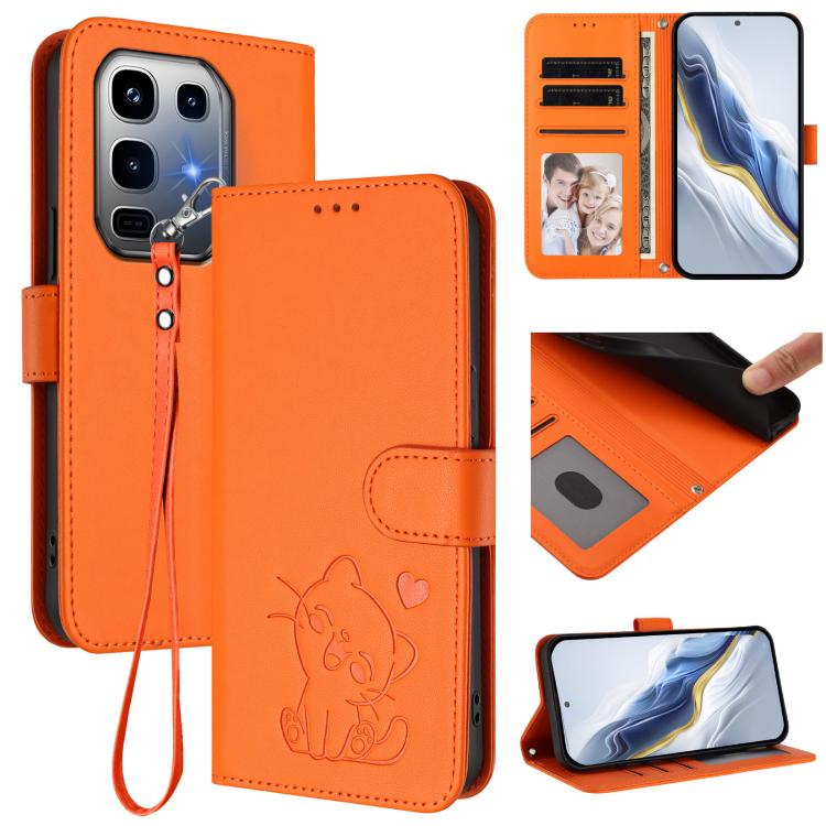 Embossed Heart Cat Leather Phone Case with Hand Strap, For Infinix GT 30 Pro, For Infinix Note 50s 5G, For Infinix Note 50X 5G, For Infinix Note 50 Pro+ 5G, For Infinix Note 50 Pro 4G / 50 4G, For Infinix Hot 50i 4G / Smart 9 4G                        ...