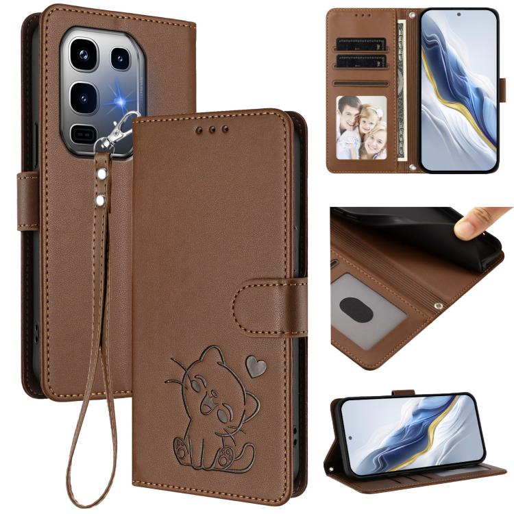 Embossed Heart Cat Leather Phone Case with Hand Strap, For Infinix GT 30 Pro, For Infinix Note 50s 5G, For Infinix Note 50X 5G, For Infinix Note 50 Pro+ 5G, For Infinix Note 50 Pro 4G / 50 4G, For Infinix Hot 50i 4G / Smart 9 4G                        ...