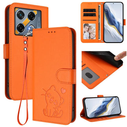 Embossed Heart Cat Leather Phone Case with Hand Strap, For Infinix Zero 40 4G / 5G, For Infinix Note 40X 5G, For Infinix Note 40 5G, For Infinix GT 20 Pro 5G, For Infinix Note 40 4G, For Infinix Hot 40 4G / 40 Pro 4G, For Infinix Zero 30 4G            ...