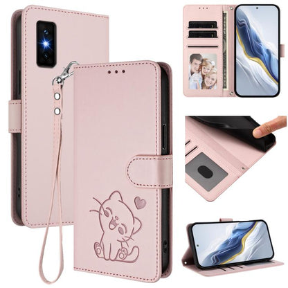 Embossed Heart Cat Leather Phone Case with Hand Strap, For Infinix GT 30 Pro, For Infinix Note 50s 5G, For Infinix Note 50X 5G, For Infinix Note 50 Pro+ 5G, For Infinix Note 50 Pro 4G / 50 4G, For Infinix Hot 50i 4G / Smart 9 4G                        ...