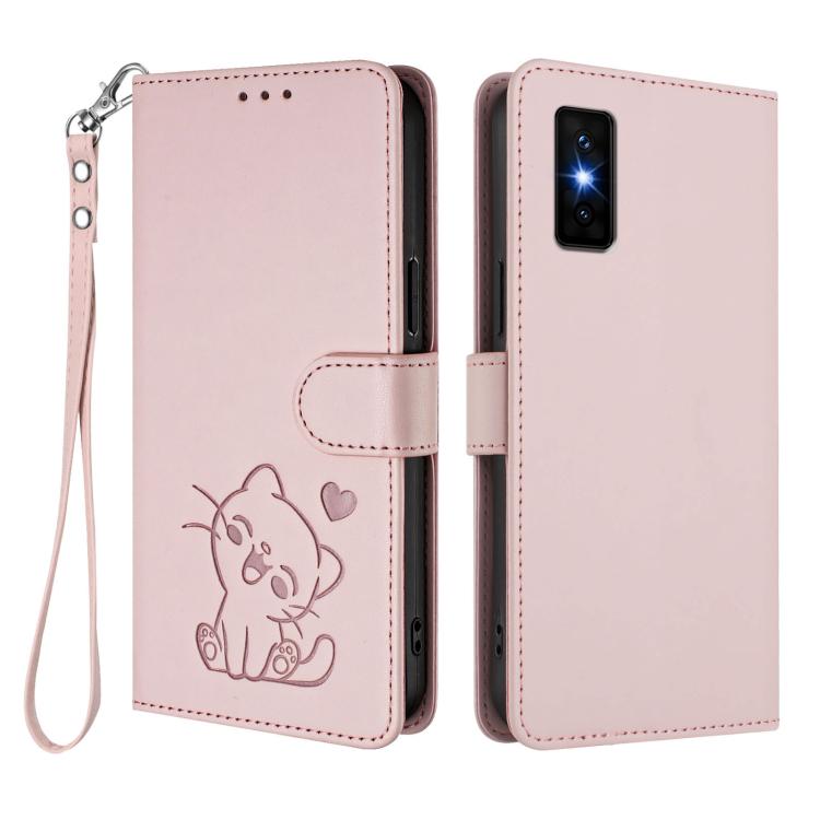 Embossed Heart Cat Leather Phone Case with Hand Strap, For Infinix GT 30 Pro, For Infinix Note 50s 5G, For Infinix Note 50X 5G, For Infinix Note 50 Pro+ 5G, For Infinix Note 50 Pro 4G / 50 4G, For Infinix Hot 50i 4G / Smart 9 4G                        ...