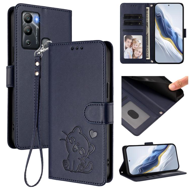 Embossed Heart Cat Leather Phone Case with Hand Strap, For Infinix Hot 12i / 20i, For Infinix Zero 5G 2023, For Infinix Hot 20 Play, For Infinix Hot 20 4G, For Infinix Zero 20, For Infinix Note 12 2023 / 12 Pro 4G, For Infinix Hot 12 Play