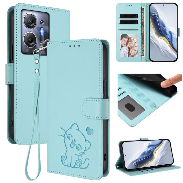 Embossed Heart Cat Leather Phone Case with Hand Strap, For Infinix Zero 40 4G / 5G, For Infinix Note 40X 5G, For Infinix Note 40 5G, For Infinix GT 20 Pro 5G, For Infinix Note 40 4G, For Infinix Hot 40 4G / 40 Pro 4G, For Infinix Zero 30 4G            ...
