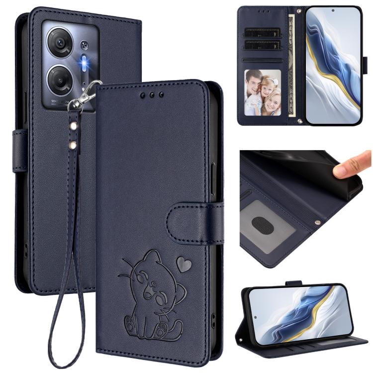 Embossed Heart Cat Leather Phone Case with Hand Strap, For Infinix Zero 40 4G / 5G, For Infinix Note 40X 5G, For Infinix Note 40 5G, For Infinix GT 20 Pro 5G, For Infinix Note 40 4G, For Infinix Hot 40 4G / 40 Pro 4G, For Infinix Zero 30 4G            ...