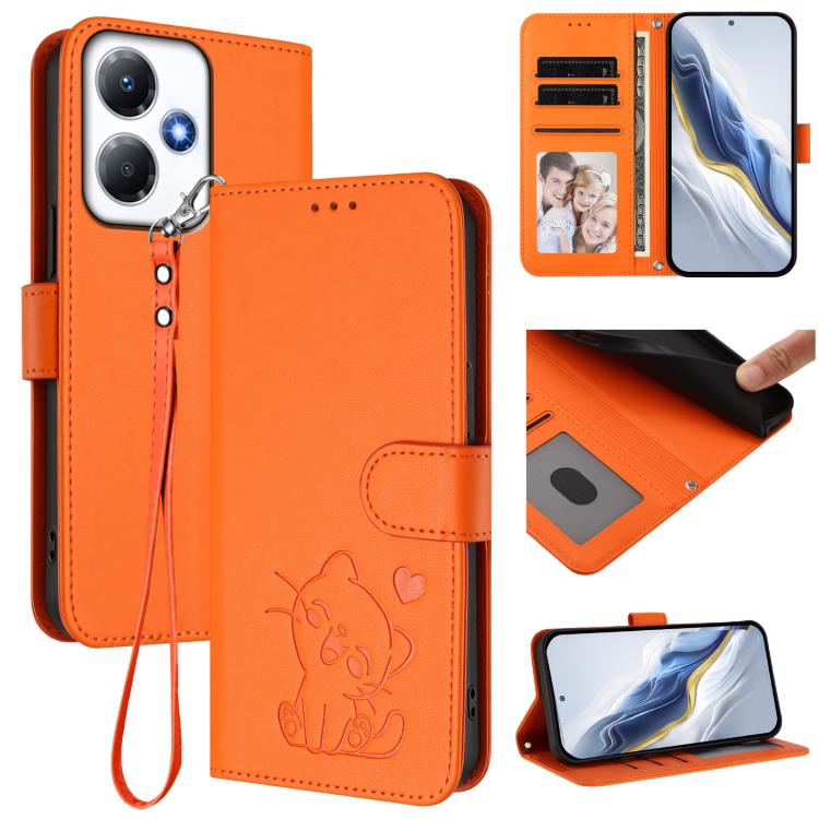Embossed Heart Cat Leather Phone Case with Hand Strap, For Infinix Hot 30 Play 4G / NFC 4G, For Infinix Smart 7 Plus / 7 HD, For Infinix Note 30 4G / 5G, For Infinix Note 30 VIP, For Infinix Hot 30i / X669, For Infinix Hot 30 4G                        ...