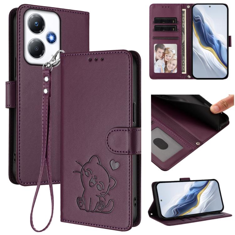 Embossed Heart Cat Leather Phone Case with Hand Strap, For Infinix Hot 30 Play 4G / NFC 4G, For Infinix Smart 7 Plus / 7 HD, For Infinix Note 30 4G / 5G, For Infinix Note 30 VIP, For Infinix Hot 30i / X669, For Infinix Hot 30 4G                        ...