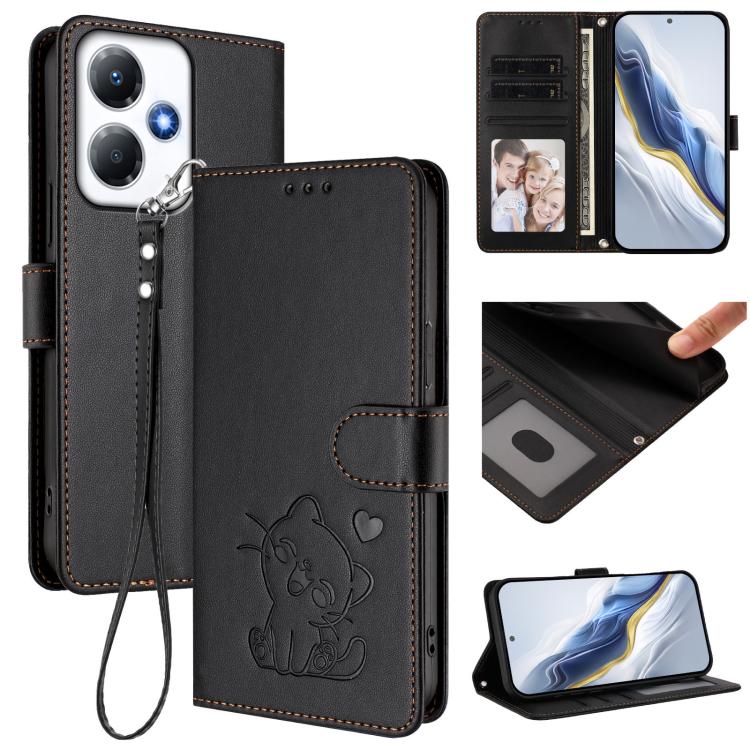 Embossed Heart Cat Leather Phone Case with Hand Strap, For Infinix Hot 30 Play 4G / NFC 4G, For Infinix Smart 7 Plus / 7 HD, For Infinix Note 30 4G / 5G, For Infinix Note 30 VIP, For Infinix Hot 30i / X669, For Infinix Hot 30 4G                        ...