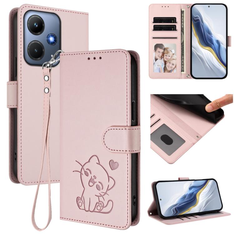 Embossed Heart Cat Leather Phone Case with Hand Strap, For Infinix Hot 30 Play 4G / NFC 4G, For Infinix Smart 7 Plus / 7 HD, For Infinix Note 30 4G / 5G, For Infinix Note 30 VIP, For Infinix Hot 30i / X669, For Infinix Hot 30 4G                        ...