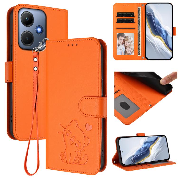 Embossed Heart Cat Leather Phone Case with Hand Strap, For Infinix Hot 30 Play 4G / NFC 4G, For Infinix Smart 7 Plus / 7 HD, For Infinix Note 30 4G / 5G, For Infinix Note 30 VIP, For Infinix Hot 30i / X669, For Infinix Hot 30 4G                        ...