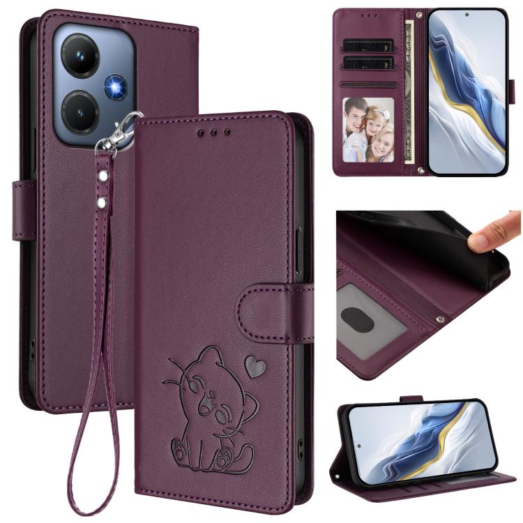 Embossed Heart Cat Leather Phone Case with Hand Strap, For Infinix Hot 30 Play 4G / NFC 4G, For Infinix Smart 7 Plus / 7 HD, For Infinix Note 30 4G / 5G, For Infinix Note 30 VIP, For Infinix Hot 30i / X669, For Infinix Hot 30 4G                        ...