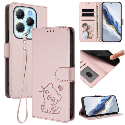 Embossed Heart Cat Leather Phone Case with Hand Strap, For Infinix Zero 40 4G / 5G, For Infinix Note 40X 5G, For Infinix Note 40 5G, For Infinix GT 20 Pro 5G, For Infinix Note 40 4G, For Infinix Hot 40 4G / 40 Pro 4G, For Infinix Zero 30 4G            ...