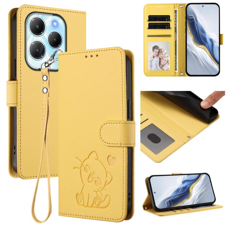 Embossed Heart Cat Leather Phone Case with Hand Strap, For Infinix Zero 40 4G / 5G, For Infinix Note 40X 5G, For Infinix Note 40 5G, For Infinix GT 20 Pro 5G, For Infinix Note 40 4G, For Infinix Hot 40 4G / 40 Pro 4G, For Infinix Zero 30 4G            ...