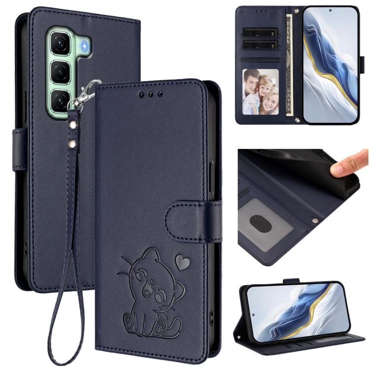 Embossed Heart Cat Leather Phone Case with Hand Strap, For Infinix GT 30 Pro, For Infinix Note 50s 5G, For Infinix Note 50X 5G, For Infinix Note 50 Pro+ 5G, For Infinix Note 50 Pro 4G / 50 4G, For Infinix Hot 50i 4G / Smart 9 4G                        ...