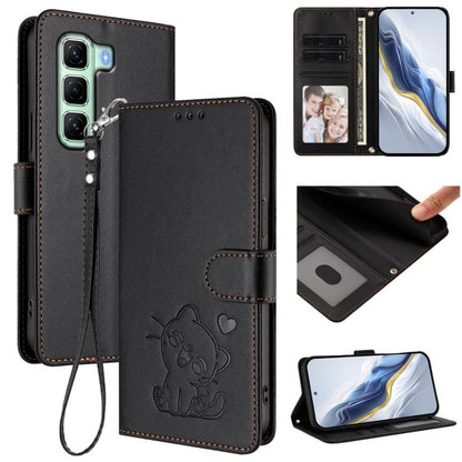 Embossed Heart Cat Leather Phone Case with Hand Strap, For Infinix GT 30 Pro, For Infinix Note 50s 5G, For Infinix Note 50X 5G, For Infinix Note 50 Pro+ 5G, For Infinix Note 50 Pro 4G / 50 4G, For Infinix Hot 50i 4G / Smart 9 4G                        ...
