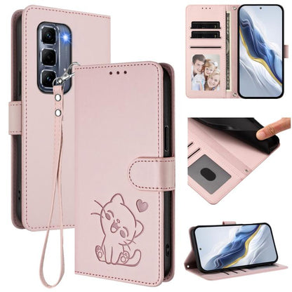 Embossed Heart Cat Leather Phone Case with Hand Strap, For Infinix GT 30 Pro, For Infinix Note 50s 5G, For Infinix Note 50X 5G, For Infinix Note 50 Pro+ 5G, For Infinix Note 50 Pro 4G / 50 4G, For Infinix Hot 50i 4G / Smart 9 4G                        ...