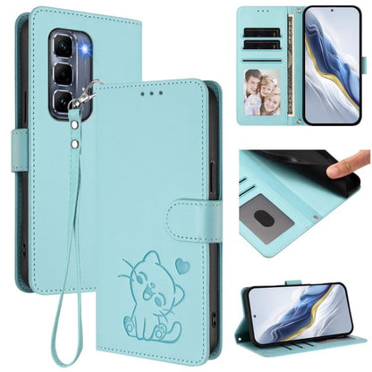 Embossed Heart Cat Leather Phone Case with Hand Strap, For Infinix GT 30 Pro, For Infinix Note 50s 5G, For Infinix Note 50X 5G, For Infinix Note 50 Pro+ 5G, For Infinix Note 50 Pro 4G / 50 4G, For Infinix Hot 50i 4G / Smart 9 4G                        ...