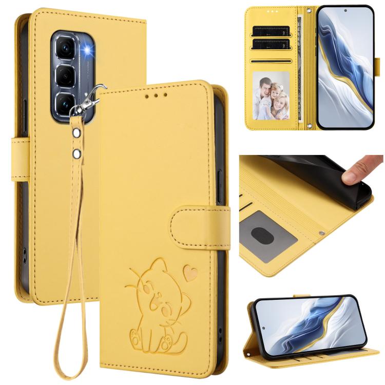 Embossed Heart Cat Leather Phone Case with Hand Strap, For Infinix GT 30 Pro, For Infinix Note 50s 5G, For Infinix Note 50X 5G, For Infinix Note 50 Pro+ 5G, For Infinix Note 50 Pro 4G / 50 4G, For Infinix Hot 50i 4G / Smart 9 4G                        ...