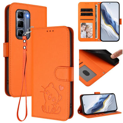 Embossed Heart Cat Leather Phone Case with Hand Strap, For Infinix GT 30 Pro, For Infinix Note 50s 5G, For Infinix Note 50X 5G, For Infinix Note 50 Pro+ 5G, For Infinix Note 50 Pro 4G / 50 4G, For Infinix Hot 50i 4G / Smart 9 4G                        ...