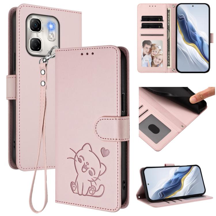 Embossed Heart Cat Leather Phone Case with Hand Strap, For Infinix GT 30 Pro, For Infinix Note 50s 5G, For Infinix Note 50X 5G, For Infinix Note 50 Pro+ 5G, For Infinix Note 50 Pro 4G / 50 4G, For Infinix Hot 50i 4G / Smart 9 4G                        ...