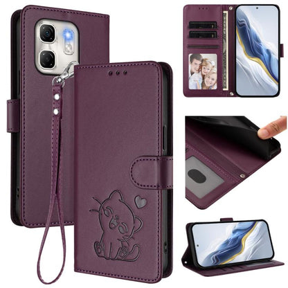 Embossed Heart Cat Leather Phone Case with Hand Strap, For Infinix GT 30 Pro, For Infinix Note 50s 5G, For Infinix Note 50X 5G, For Infinix Note 50 Pro+ 5G, For Infinix Note 50 Pro 4G / 50 4G, For Infinix Hot 50i 4G / Smart 9 4G                        ...