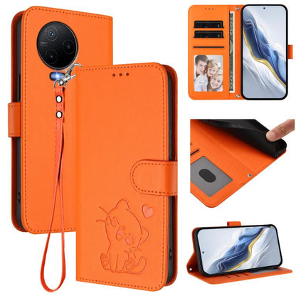 Embossed Heart Cat Leather Phone Case with Hand Strap, For Infinix Hot 12i / 20i, For Infinix Zero 5G 2023, For Infinix Hot 20 Play, For Infinix Hot 20 4G, For Infinix Zero 20, For Infinix Note 12 2023 / 12 Pro 4G, For Infinix Hot 12 Play