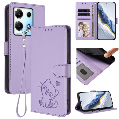 Embossed Heart Cat Leather Phone Case with Hand Strap, For Infinix Hot 30 Play 4G / NFC 4G, For Infinix Smart 7 Plus / 7 HD, For Infinix Note 30 4G / 5G, For Infinix Note 30 VIP, For Infinix Hot 30i / X669, For Infinix Hot 30 4G                        ...