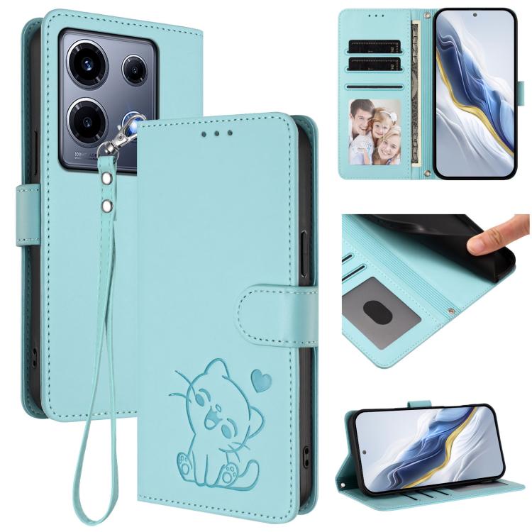 Embossed Heart Cat Leather Phone Case with Hand Strap, For Infinix Hot 30 Play 4G / NFC 4G, For Infinix Smart 7 Plus / 7 HD, For Infinix Note 30 4G / 5G, For Infinix Note 30 VIP, For Infinix Hot 30i / X669, For Infinix Hot 30 4G                        ...