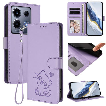 Embossed Heart Cat Leather Phone Case with Hand Strap, For Infinix Hot 30 Play 4G / NFC 4G, For Infinix Smart 7 Plus / 7 HD, For Infinix Note 30 4G / 5G, For Infinix Note 30 VIP, For Infinix Hot 30i / X669, For Infinix Hot 30 4G                        ...