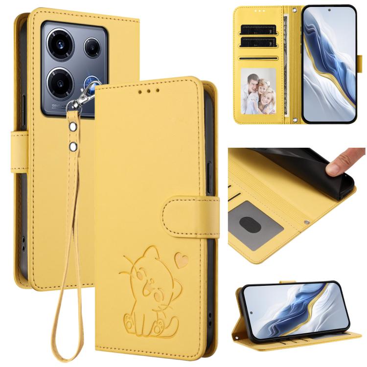 Embossed Heart Cat Leather Phone Case with Hand Strap, For Infinix Hot 30 Play 4G / NFC 4G, For Infinix Smart 7 Plus / 7 HD, For Infinix Note 30 4G / 5G, For Infinix Note 30 VIP, For Infinix Hot 30i / X669, For Infinix Hot 30 4G                        ...