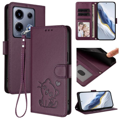 Embossed Heart Cat Leather Phone Case with Hand Strap, For Infinix Hot 30 Play 4G / NFC 4G, For Infinix Smart 7 Plus / 7 HD, For Infinix Note 30 4G / 5G, For Infinix Note 30 VIP, For Infinix Hot 30i / X669, For Infinix Hot 30 4G                        ...