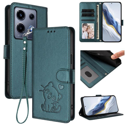 Embossed Heart Cat Leather Phone Case with Hand Strap, For Infinix Hot 30 Play 4G / NFC 4G, For Infinix Smart 7 Plus / 7 HD, For Infinix Note 30 4G / 5G, For Infinix Note 30 VIP, For Infinix Hot 30i / X669, For Infinix Hot 30 4G                        ...